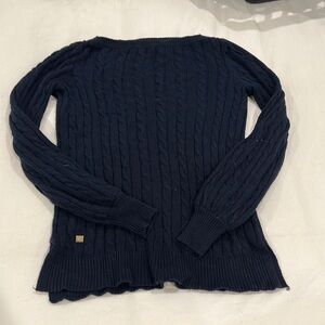 Ralph lauren boatneck navy cable sweater